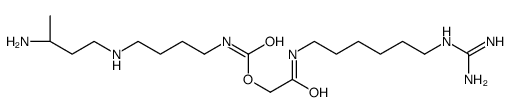 6-(diaminomethylideneamino)hexylcarbamoylmethyl N-[4-[[(3R)-3-aminobutyl]amino]butyl]carbamate结构式