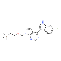 6-氟-3-(7-{[2-(三甲基甲硅烷基)乙氧基]甲基} -7H-吡咯并[2,3-d]嘧啶-4-基)-1H-吲哚结构式