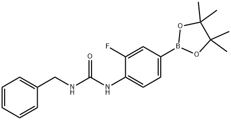 1-benzyl-3-[2-fluoro-4-(4,4,5,5-tetramethyl-1,3,2-dioxaborolan-2-yl)phenyl]urea Structure