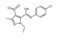 N-(4-chlorophenyl)-2-ethyl-5-methyl-4-nitropyrazole-3-carboxamide结构式