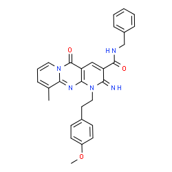 N-benzyl-2-imino-1-[2-(4-methoxyphenyl)ethyl]-10-methyl-5-oxo-1,5-dihydro-2H-dipyrido[1,2-a:2',3'-d]pyrimidine-3-carboxamide结构式