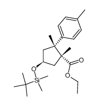 (1R,2R,4S)-4-(tert-butyl-dimethyl-silanyloxy)-1,2-dimethyl-2-p-tolyl-cyclopentanecarboxylic acid ethyl ester结构式