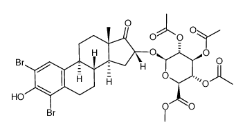 methyl 1-O-[2,4-dibromo-3-hydroxy-17-oxo-estra-1,3,5(10)-trien-16α-yl]-2,3,4-tri-O-acetyl-β-D-glucopyranosiduronate结构式