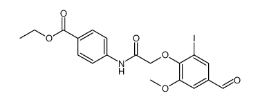 Benzoic acid, 4-[[2-(4-formyl-2-iodo-6-methoxyphenoxy)acetyl]amino]-, ethyl ester Structure