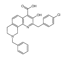 9-Benzyl-2-(4-chloro-benzyl)-3-hydroxy-7,8,9,10-tetrahydro-[1,9]phenanthroline-4-carboxylic acid结构式