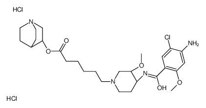 [(3R)-1-azabicyclo[2.2.2]octan-3-yl] 6-[(3S,4R)-4-[(4-amino-5-chloro-2-methoxybenzoyl)amino]-3-methoxypiperidin-1-yl]hexanoate,dihydrochloride结构式