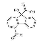 9-hydroxy-4-nitro-fluorene-9-carboxylic acid结构式