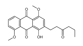 1-hydroxy-4,8-dimethoxy-2-(3-oxohexyl)anthracene-9,10-dione结构式