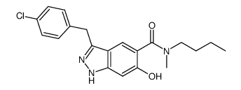 5-(N-butyl-N-methylaminocarbonyl)-3-(4-chlorobenzyl)-6-hydroxy-1H-indazole结构式