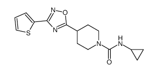 4-(3-thiophen-2-yl[1,2,4]oxadiazol-5-yl)piperidine-1-carbothioic acid cyclopropylamide Structure