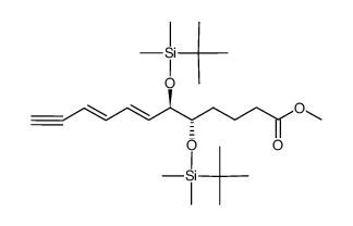 (7E, 9E, 5S, 6R) Methyl 5,6-di(tert-butyldimethylsiloxy)-dodeca-7,9-diene-11-ynoate Structure