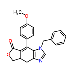 3-Benzyl-4-(4-methoxyphenyl)-3,7,7a,8-tetrahydro-5H-furo[3,4-f]benzimidazol-5-one Structure