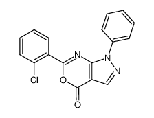 1-phenyl-6-(2-chlorophenyl)-pyrazolo<3,4-d>-1,3-oxazin-4(1H)-one结构式