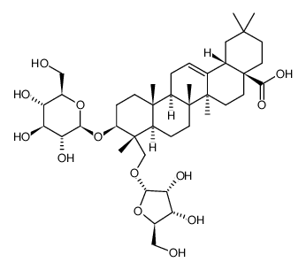 3-O-β-D-glucopyranosyl-hederagenin 23-O-α-D-ribofuranoside结构式
