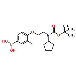 (4-(2-((tert-butoxycarbonyl)(cyclopentyl)amino)ethoxy)-3-fluorophenyl)boronic acid Structure