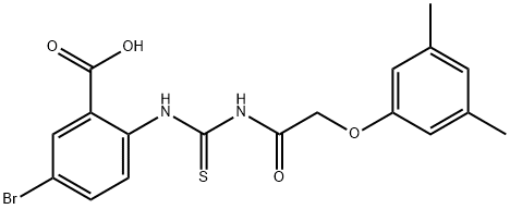5-bromo-2-[[[[(3,5-dimethylphenoxy)acetyl]amino]thioxomethyl]amino]-benzoic acid Structure