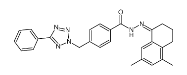 N-[(5,7-dimethyl-3,4-dihydro-2H-naphthalen-1-ylidene)amino]-4-[(5-phenyltetrazol-2-yl)methyl]benzamide结构式