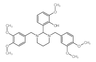2-[1,3-bis[(3,4-dimethoxyphenyl)methyl]-1,3-diazinan-2-yl]-6-methoxy-phenol结构式