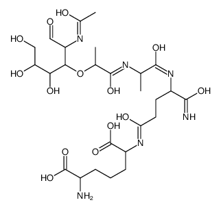 2-[[4-[2-[2-(2-acetamido-4,5,6-trihydroxy-1-oxohexan-3-yl)oxypropanoylamino]propanoylamino]-5-amino-5-oxopentanoyl]amino]-6-aminoheptanedioic acid结构式