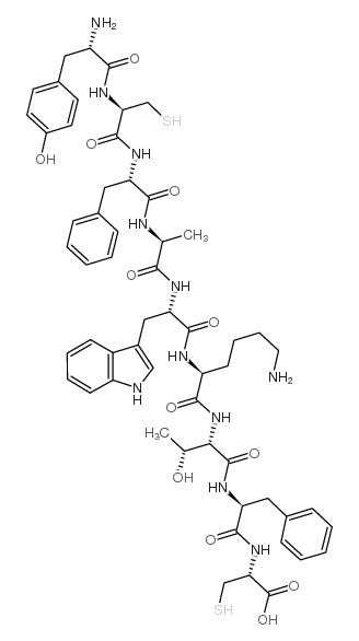 H-Tyr-Cys-Phe-Ala-Trp-Lys-Thr-Phe-Cys-OH trifluoroacetate salt (Disulfide bond)结构式