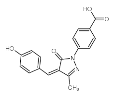 4-[4,5-dihydro-4-[(4-hydroxyphenyl)methylene]-3-methyl-5-oxo-1H-pyrazol-1-yl]benzoic acid Structure