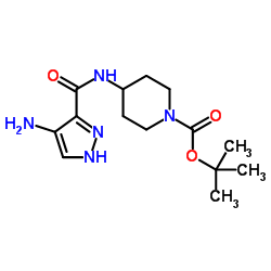 4-[(4-amino-1H-pyrazole-3-carbonyl)amino]piperidine-1-carboxylic acid tert-butyl ester Structure