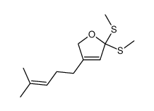 2,2-bis(methylthio)-4-(4-methyl-3-pentenyl)-2,5-dihydrofuran Structure