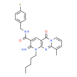 N-(4-fluorobenzyl)-2-imino-10-methyl-5-oxo-1-pentyl-1,5-dihydro-2H-dipyrido[1,2-a:2,3-d]pyrimidine-3-carboxamide结构式