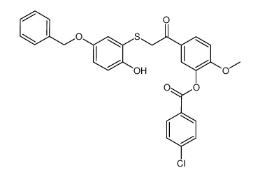 5-(2-{2-hydroxy-5-(benzyloxy)phenyl}thioacetyl)-2-methoxyphenyl 4-chlorobenzoate Structure