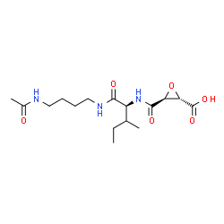 3-carboxy-2,3-epoxypropionyl-leucylamido-(4-acetamido)butane structure