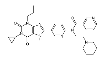 1-Cyclopropyl-3-propyl-8-[6-(N-nicotinoyl-N-(2-[piperidin-1-yl]ethyl)-amino)-3-pyridyl]xanthine Structure