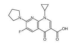 1-Cyclopropyl-6-fluoro-1,4-dihydro-4-oxo-7-(1-pyrrolidinyl)-1,8-naphthyridine-3-carboxylic acid Structure