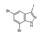 5,7-Dibromo-3-iodo-1H-indazole结构式