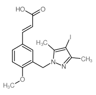 (2E)-3-{3-[(4-Iodo-3,5-dimethyl-1H-pyrazol-1-yl)-methyl]-4-methoxyphenyl}acrylic acid结构式