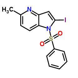 2-Iodo-5-methyl-1-(phenylsulfonyl)-1H-pyrrolo[3,2-b]pyridine结构式