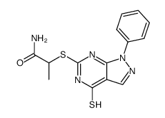 α-(4-mercapto-1-phenylpyrazolo<3,4-d>pyrimidin-6-ylthio)propionamide结构式