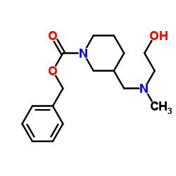 Benzyl 3-{[(2-hydroxyethyl)(methyl)amino]methyl}-1-piperidinecarboxylate结构式