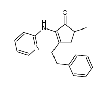 5-methyl-3-phenethyl-2-(pyridin-2-ylamino)cyclopent-2-enone结构式
