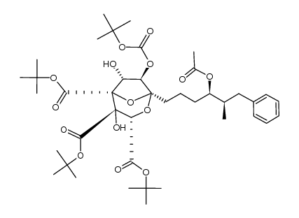 tri(tert-butyl) [1S,1(4R,5R),3S,4S,5R,6R,7R]-1-(4-acetoxy-5-methyl-6-phenylhexyl)-7-(tert-butoxycarbonyl)oxy-4,6-dihydroxy-2,8-dioxabicyclo[3.2.1]octane-3,4,5-tricarboxylate结构式