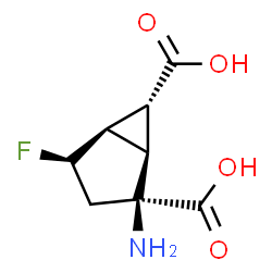 Bicyclo[3.1.0]hexane-2,6-dicarboxylic acid, 2-amino-4-fluoro-, (1R,2S,4R,5R,6R)-rel- (9CI) structure