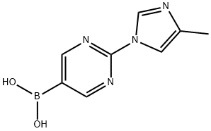 (2-(4-methyl-1H-imidazol-1-yl)pyrimidin-5-yl)boronic acid structure