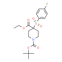 1-TERT-BUTYL 4-ETHYL 4-(4-FLUOROPHENYLSULFONYL)PIPERIDINE-1,4-DICARBOXYLATE Structure