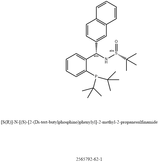[S(R)]-N-[(S)-[2-(Di-tert-butylphosphino)phenyl[(2-naphthalenyl)methyl]-2-methyl-2-propanesulfinamide Structure