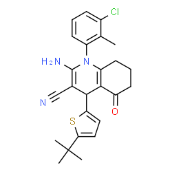 2-amino-4-(5-tert-butyl-2-thienyl)-1-(3-chloro-2-methylphenyl)-5-oxo-1,4,5,6,7,8-hexahydro-3-quinolinecarbonitrile Structure