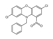 10-benzyl-3,8-dichloro-1-nitro-10H-phenoxazine结构式