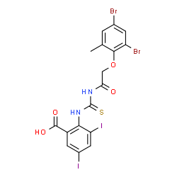 2-[[[[(2,4-DIBROMO-6-METHYLPHENOXY)ACETYL]AMINO]THIOXOMETHYL]AMINO]-3,5-DIIODO-BENZOIC ACID结构式