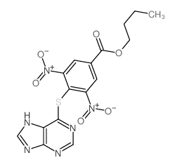 Benzoicacid, 3,5-dinitro-4-(9H-purin-6-ylthio)-, butyl ester结构式