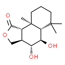 (3aR)-3aβ,4,5,5aα,6,7,8,9,9a,9bα-Decahydro-4β,5α-dihydroxy-6,6,9aβ-trimethylnaphtho[1,2-c]furan-1(3H)-one结构式