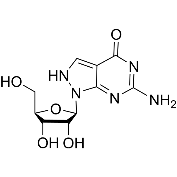 6-Amino-1,2-dihydro-2-β-D-ribofuranosyl-4H-pyrazolo[3,4-d]pyrimidin-4-one Structure
