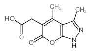 (3,4-Dimethyl-6-oxo-1,6-dihydro-pyrano[2,3-c]-pyrazol-5-yl)-acetic acid结构式